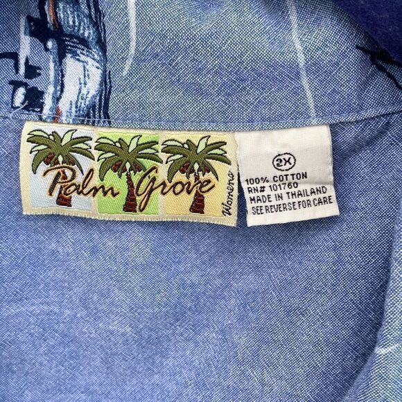 Palm Grove Boats & Lighthouses Sz 2X Button Up - Picture 13 of 15